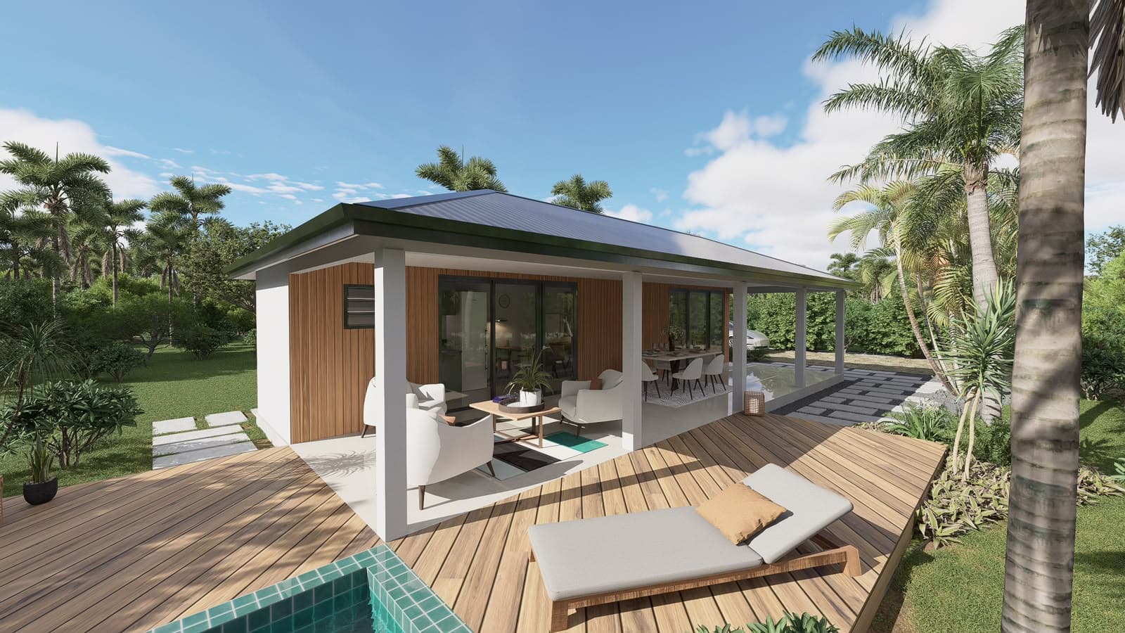 Maison Karibox clé en main avec terrasse et piscine